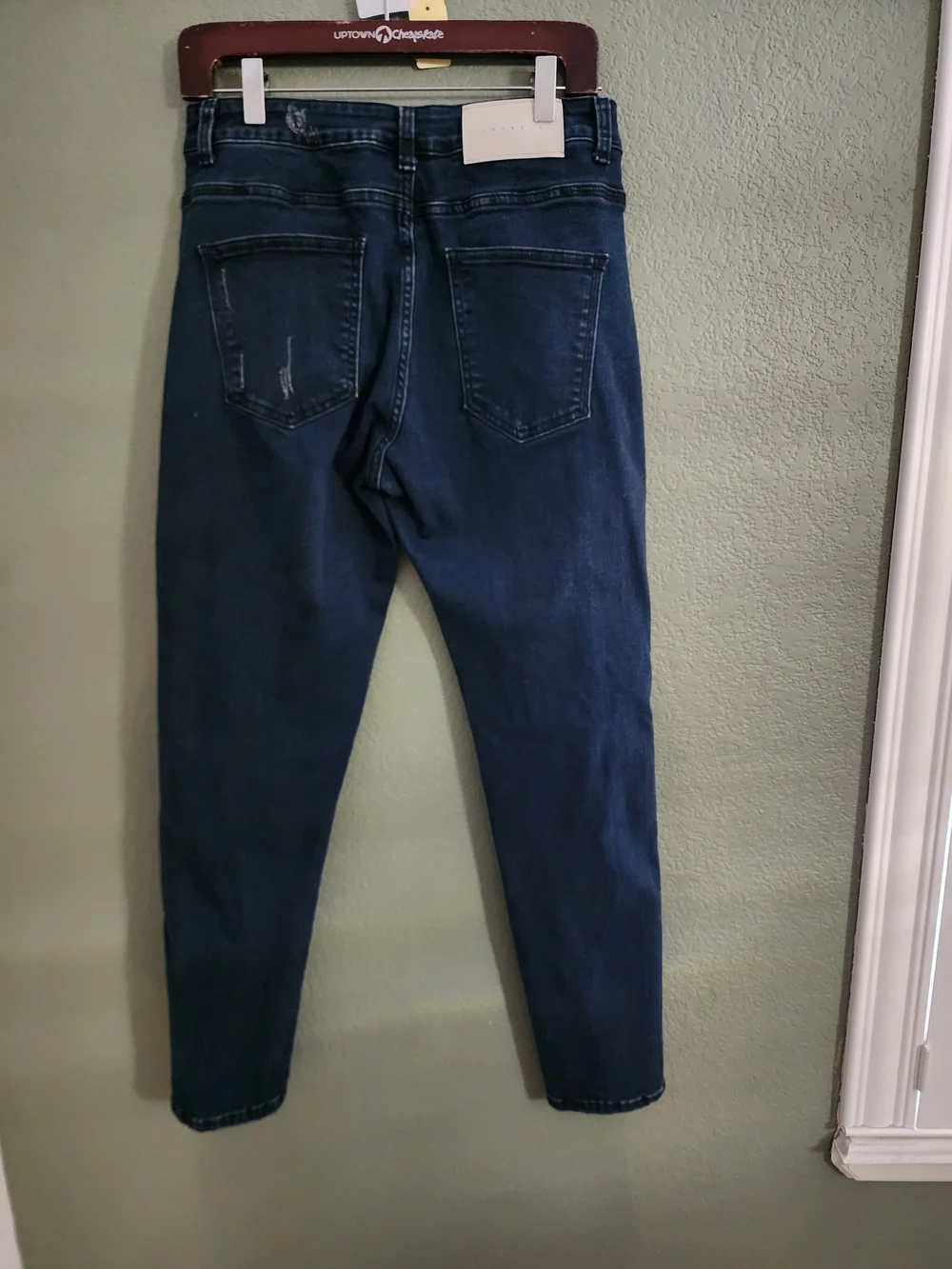 Men's Slim Fit Dark Blue Distressed Jeans
